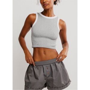 Free People Gray and White Crop Top